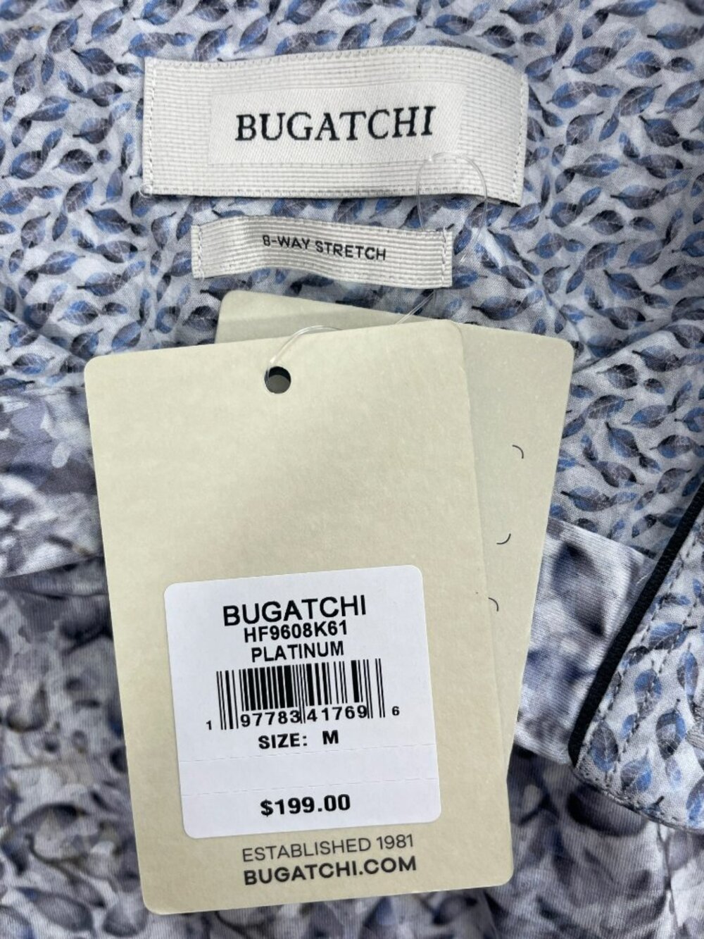Bugatchi Platinum Long Sleeve Button-Up Shirt Floral Stretch Men's Sz M $199MSRP - Picture 6 of 8